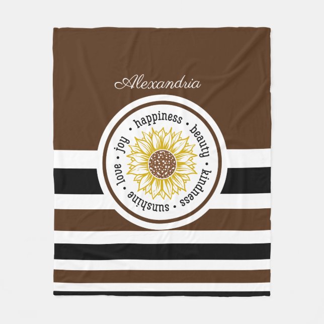 Manta Polar Giro Inspirador a rayas marrón y negro (Anverso)