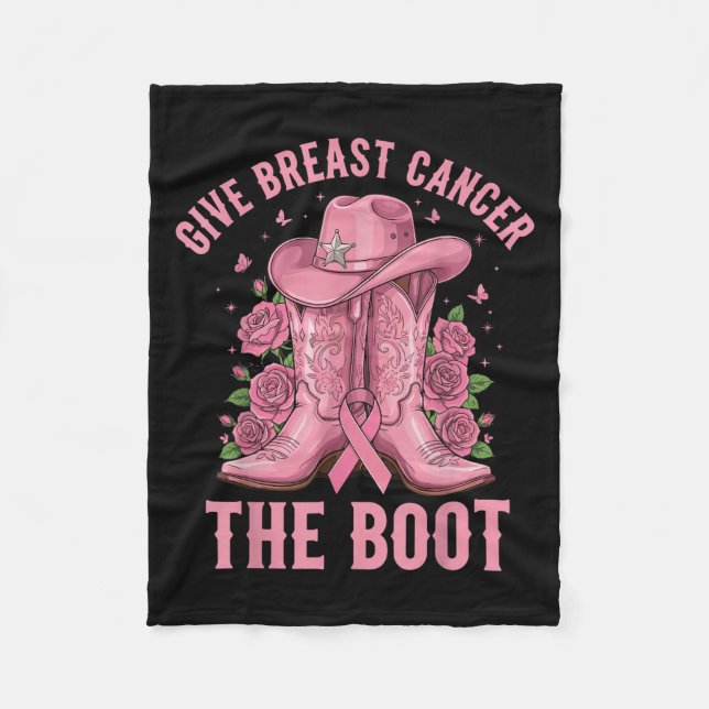 Manta Polar Give Breast Cancer The Boot Cowgirl Cancer Awarene (Anverso)