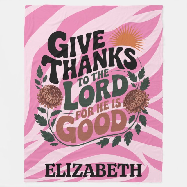 Manta Polar Give Thanks - Personalized Christian (Anverso)