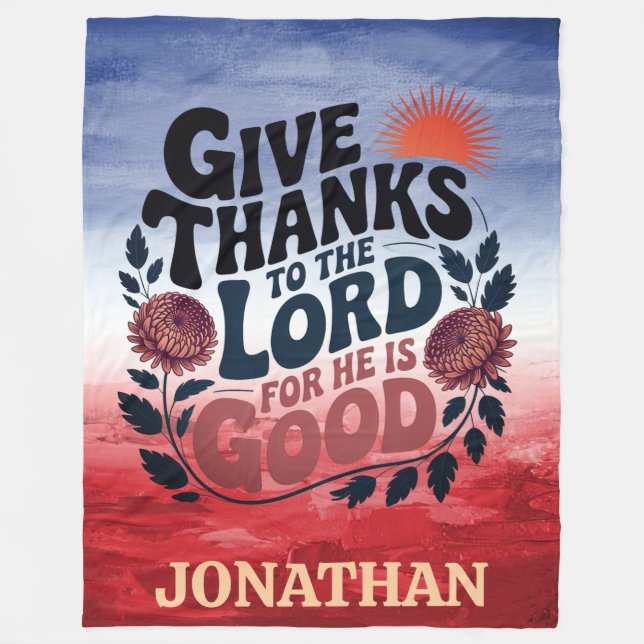 Manta Polar Give Thanks - Personalized Christian (Anverso)