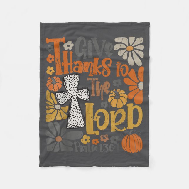 Manta Polar Give Thanks To The Lord Floral Boho Retro Thanksgi (Anverso)