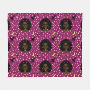 Manta Polar Glam Black Woman Afro Hair pic de lápiz labial lun