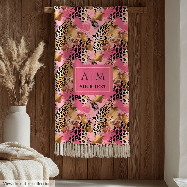 Manta Polar Glam rosa oro acuarela leopardo piel fleece (Glam rose gold watercolor leopard skin fleece)