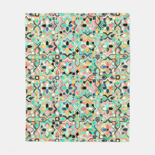 Manta Polar Glamoroso patrón dorado de mosaico marroquí