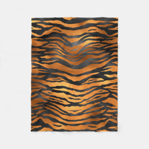 Manta Polar Glamorous Black Brown Tiger Stripes Animal Print