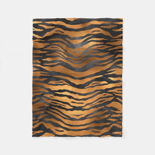 Manta Polar Glamorous Black Brown Tiger Stripes Animal Print (Anverso)