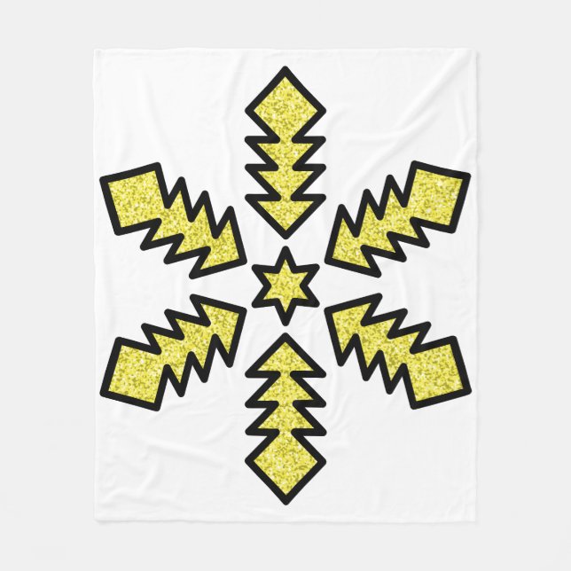 Manta Polar Glitter Snowflake - Yellow Star (Anverso)