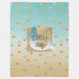 Manta Polar Glitzy Aqua Mermaid Blue Gold Sparkle Purpurina