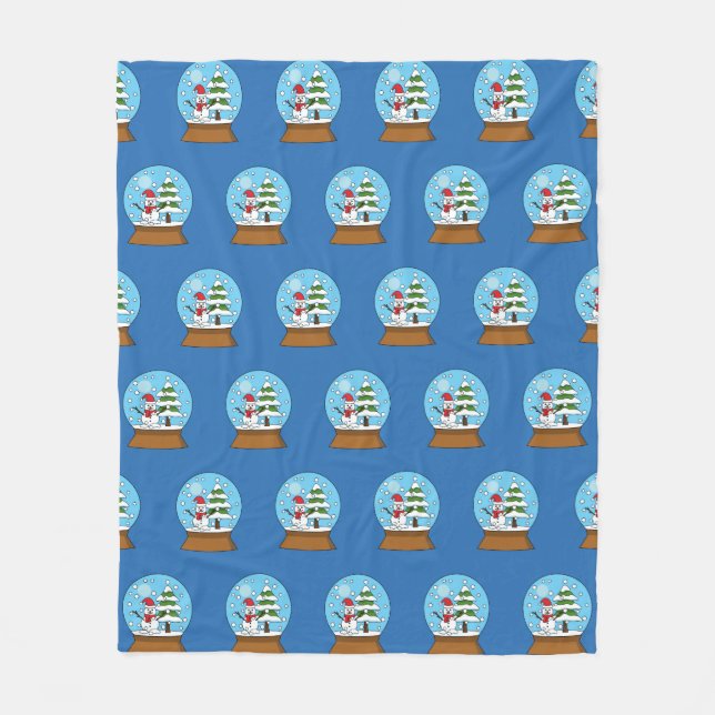 Manta Polar Globe de nieve con patrón de árbol de nieve y pino (Anverso)