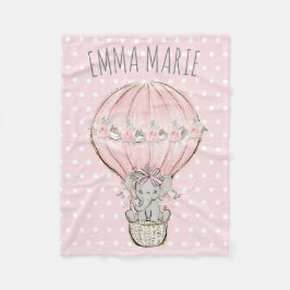 Manta Polar Globo aerostático rosa de princesa elefante niña b
