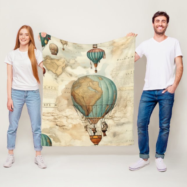 Manta Polar Globo de aire caliente de época en un paisaje sere (In situ)