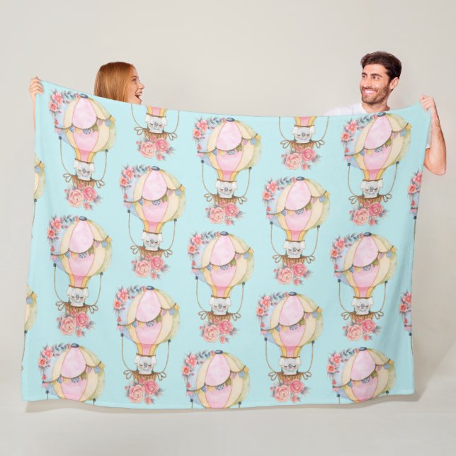 Manta Polar Globo de aire caliente lindo con patrón de acuarel (In situ)