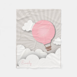 Manta Polar Globo rosado del aire caliente personalizado