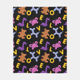 Manta Polar Globos de animales caprichosos y letras de amor