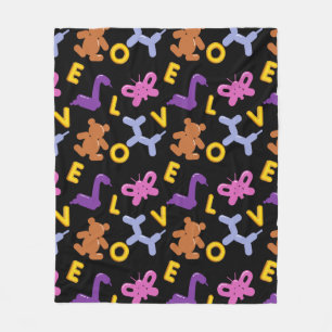 Manta Polar Globos de animales caprichosos y letras de amor