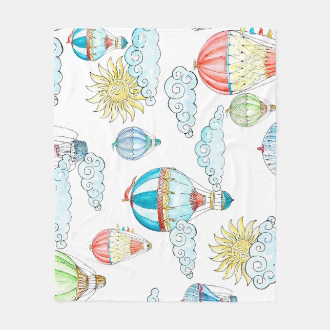 Manta Polar Globos Vintage: Impresionante acuarela Seamless. (Anverso)