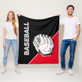 Manta Polar Glove de béisbol negro y rojo