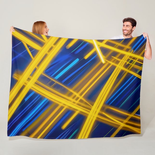 Manta Polar Glowing Neon Geometric Blue Yellow Dark Abstract (In situ)