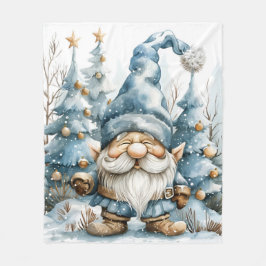 Manta Polar Gnome azul turbio y árboles de Navidad