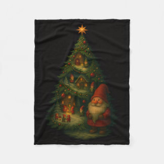 Manta Polar Gnome Christmas Tree Village Fleece Blanket – Cozy
