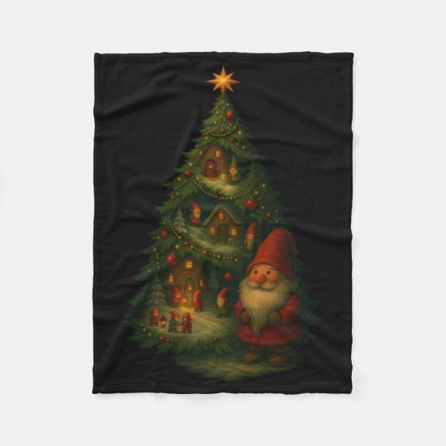 Manta Polar Gnome Christmas Tree Village Fleece Blanket – Cozy (Anverso)
