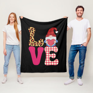 Manta Polar Gnome del Amor Día de San Valentín Plaid Rojo de B