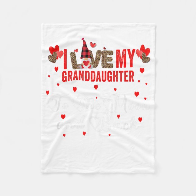 Manta Polar Gnome Leopard Día de San Valentín ama a mi nieta (Anverso)