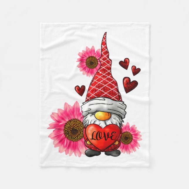 Manta Polar Gnome Valentines Day Cute Gnome Heart Leopard Sunf (Anverso)