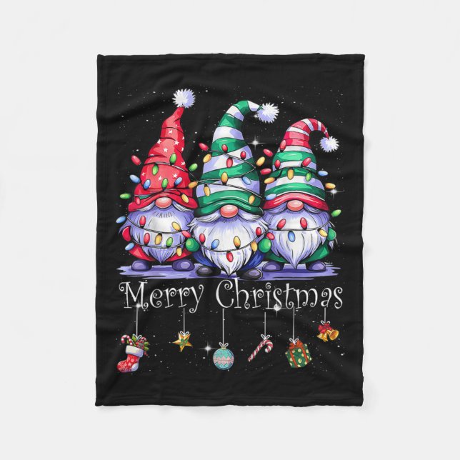 Manta Polar Gnomes Cute Gnomes Merry Christmas Light Gnome Xma (Anverso)