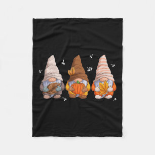 Manta Polar Gnomes De Acción De Gracias Con Hojas De Calabaza