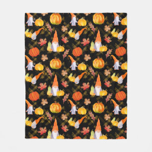 Manta Polar Gnomes De Acuarela, Calabazas Y Hojas
