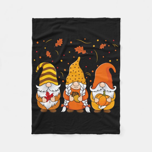Manta Polar Gnomes de calabaza Caen otoño Cute Halloween Thank (Anverso)