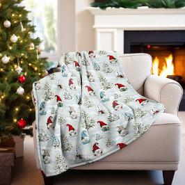 Manta Polar Gnomes de invierno acuarela en Navidades de nieve