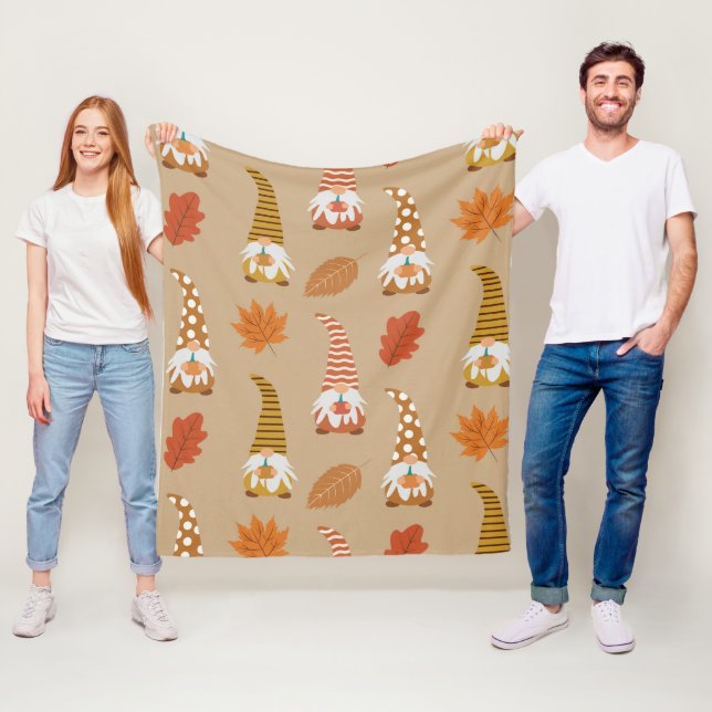 Manta Polar Gnomes otoñales con hojas de arce y roble (In situ)