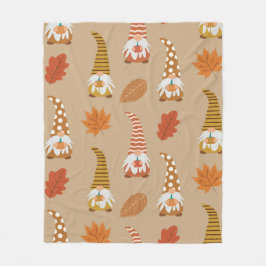 Manta Polar Gnomes otoñales con hojas de arce y roble