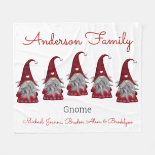 Manta Polar Gnomo Elfo de Navidad Personalizado Cuadrillé Rúst