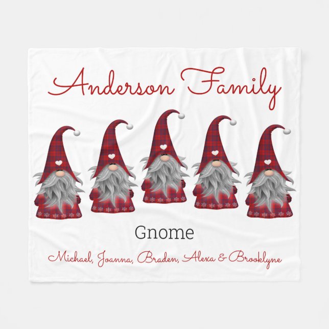 Manta Polar Gnomo Elfo de Navidad Personalizado Cuadrillé Rúst (Frente (Horizontal))