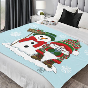 Manta Polar Gnomo Navideño Acogedor Muñeco de Nieve Fiesta de