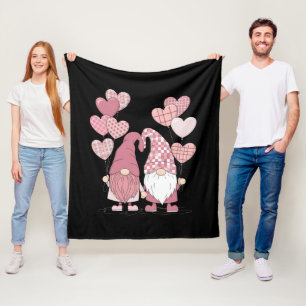 Manta Polar Gnomos de corazones de cuadros de búfalo rosa Día 