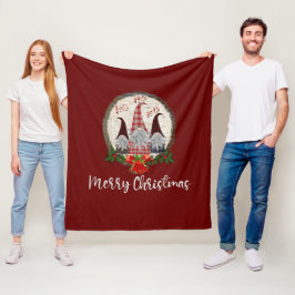 Manta Polar Gnomos Navideños Rojos Elfos Modernos 