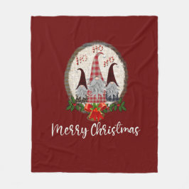 Manta Polar Gnomos Navideños Rojos Elfos Modernos 