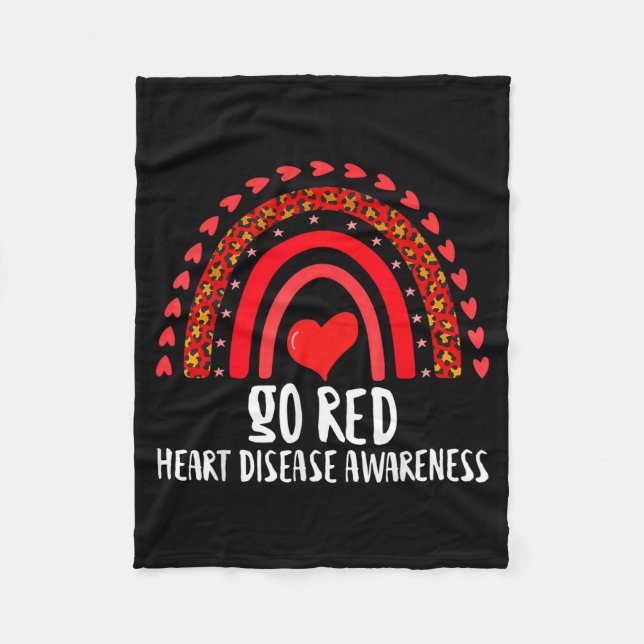 Manta Polar Go Red Heart Disease Awareness Month Leopard Rainb (Anverso)