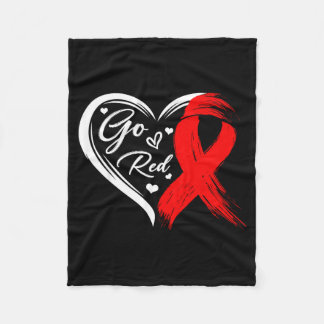Manta Polar Go Red Heart Disease Awareness Red Ribbon Hearts M