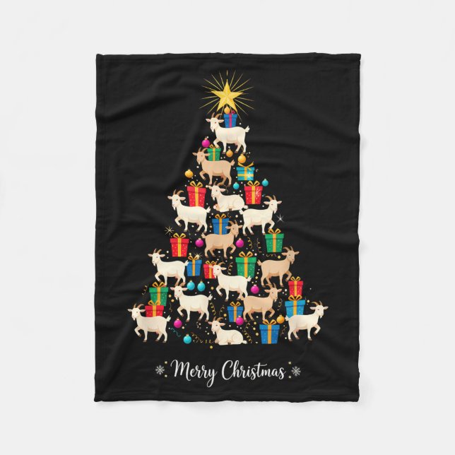 Manta Polar Goat Christmas Tree Xmas Holiday Men &amp; Women  (Anverso)
