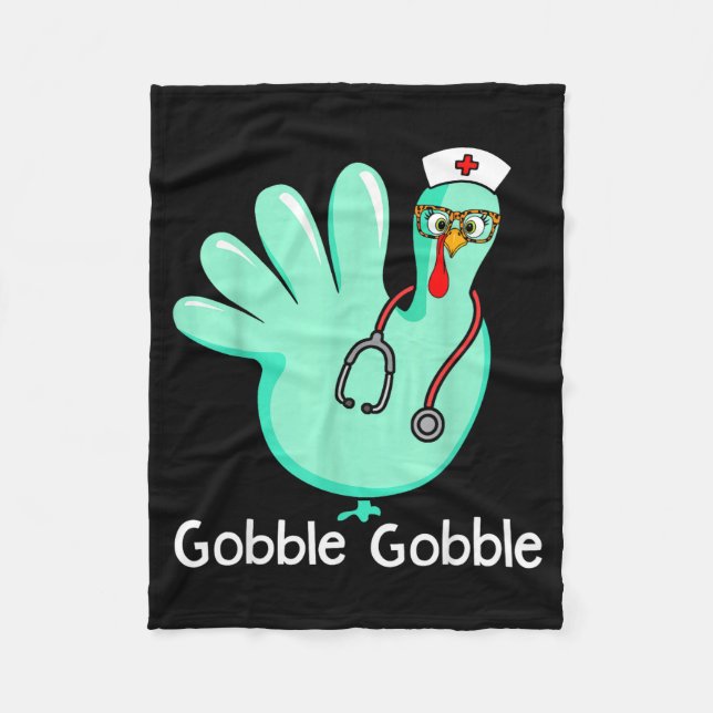 Manta Polar Gobble Gobble Funny Turkey Glove Thanksgiving Nurs (Anverso)