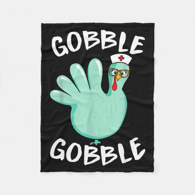 Manta Polar Gobble Gobble Funny Turkey Glove Thanksgiving Nurs (Anverso)