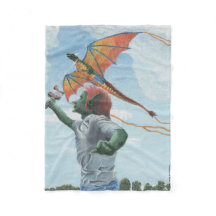 Goblin Flying Rainbow Dragon Fantasy Art Blanket