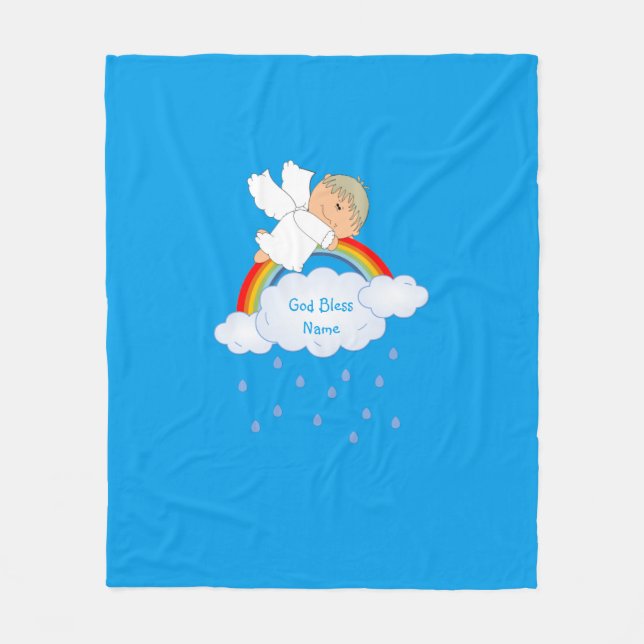Manta Polar Godson Gift Cute Angel Rainbow Personalizado (Anverso)