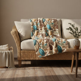 Manta Polar Gold Brown Turquoise Cacao Pattern