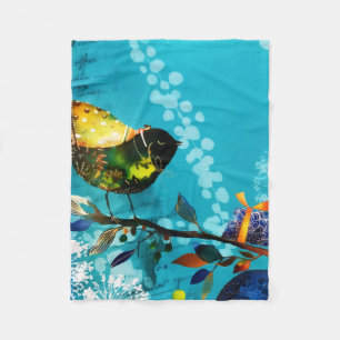 Manta Polar Gold Elegant Happy Songbird Deseos de Acuarela